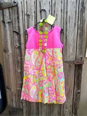 Vintage 1960’s Women’s Psychedelic Pink Paisley Sleeveless Summer Dress S/M
